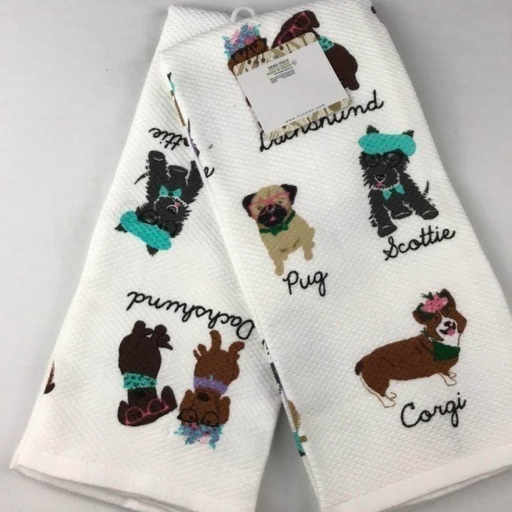 Truly Lou - ‘Doggie Sweater/Hat’ Dish towels. Set of 2.  NWT.